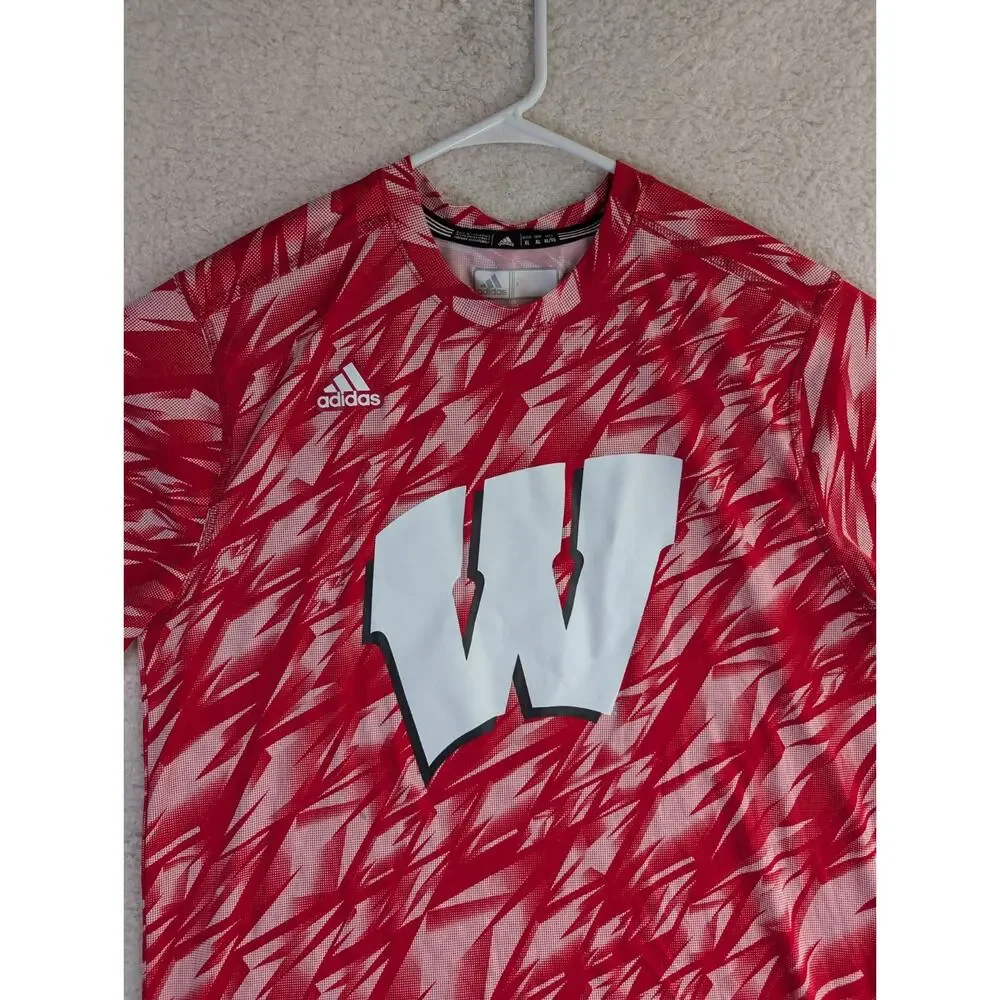Wisconsin Badgers Adidas Shirt Mens XL Red Climalite Performance Training Soccer